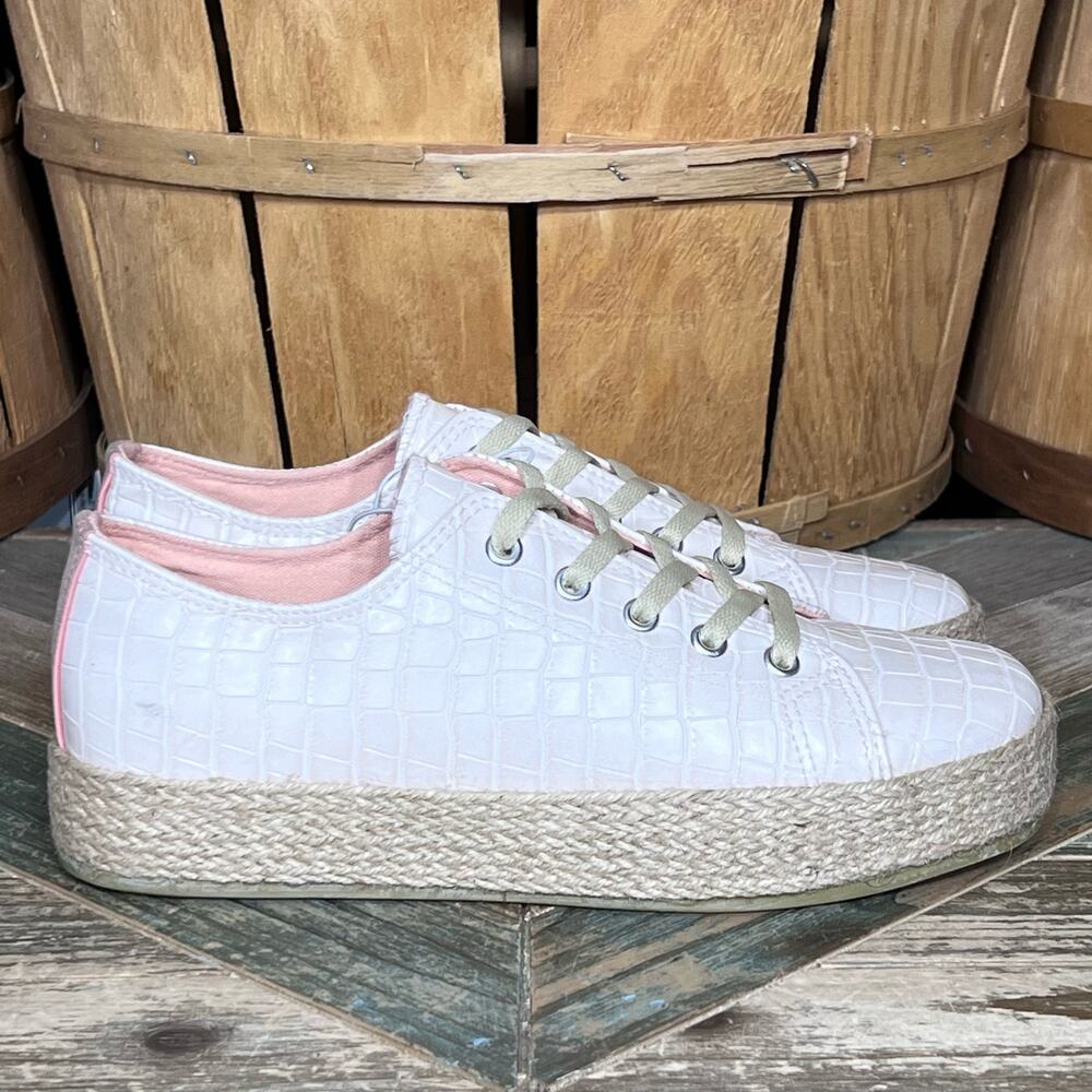 Restricted Croc Embossed Faux Leather Platform Espadrille Sneaker Women Size 8.5